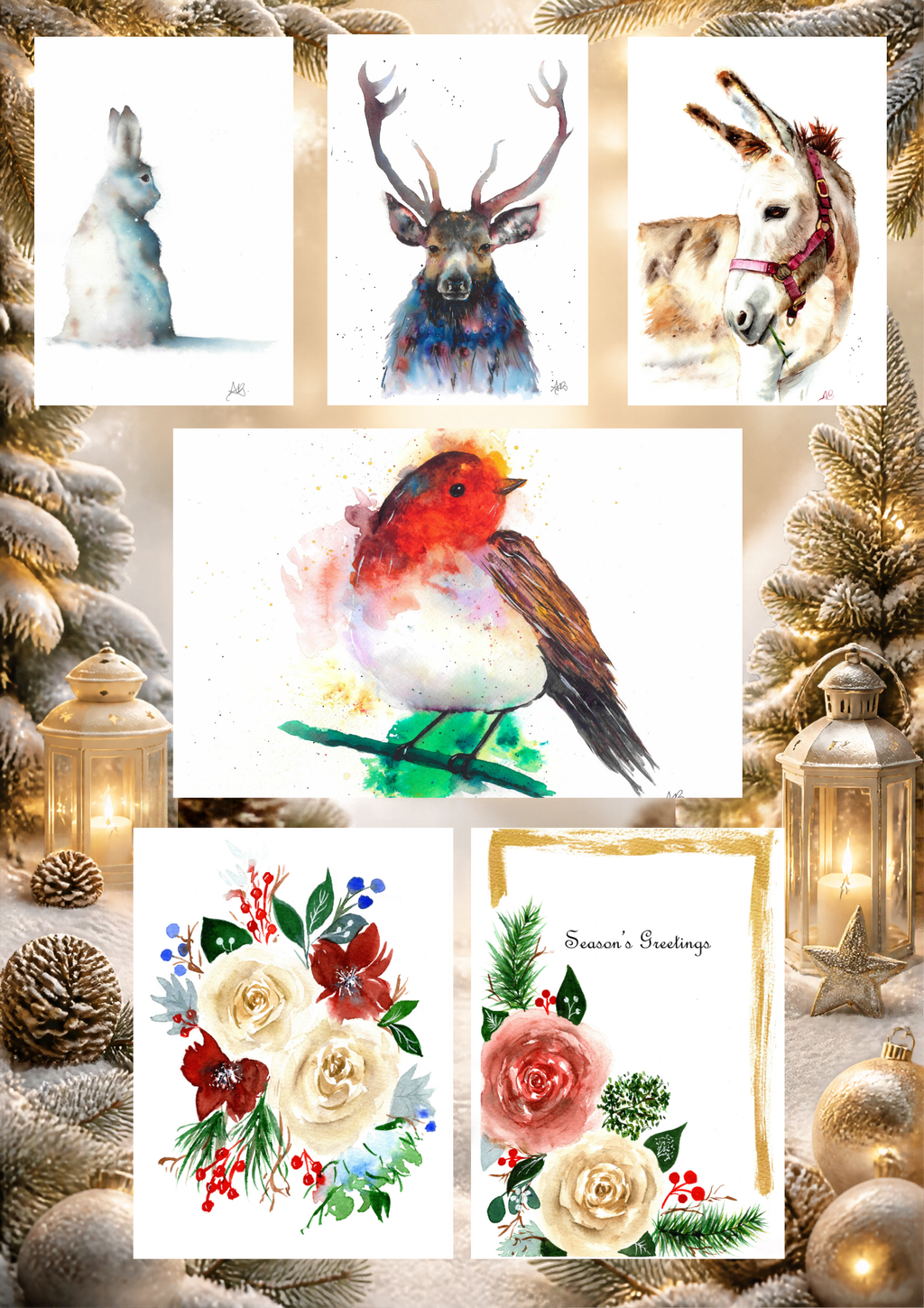 Pack of 5 Christmas cards- Mix & Match!