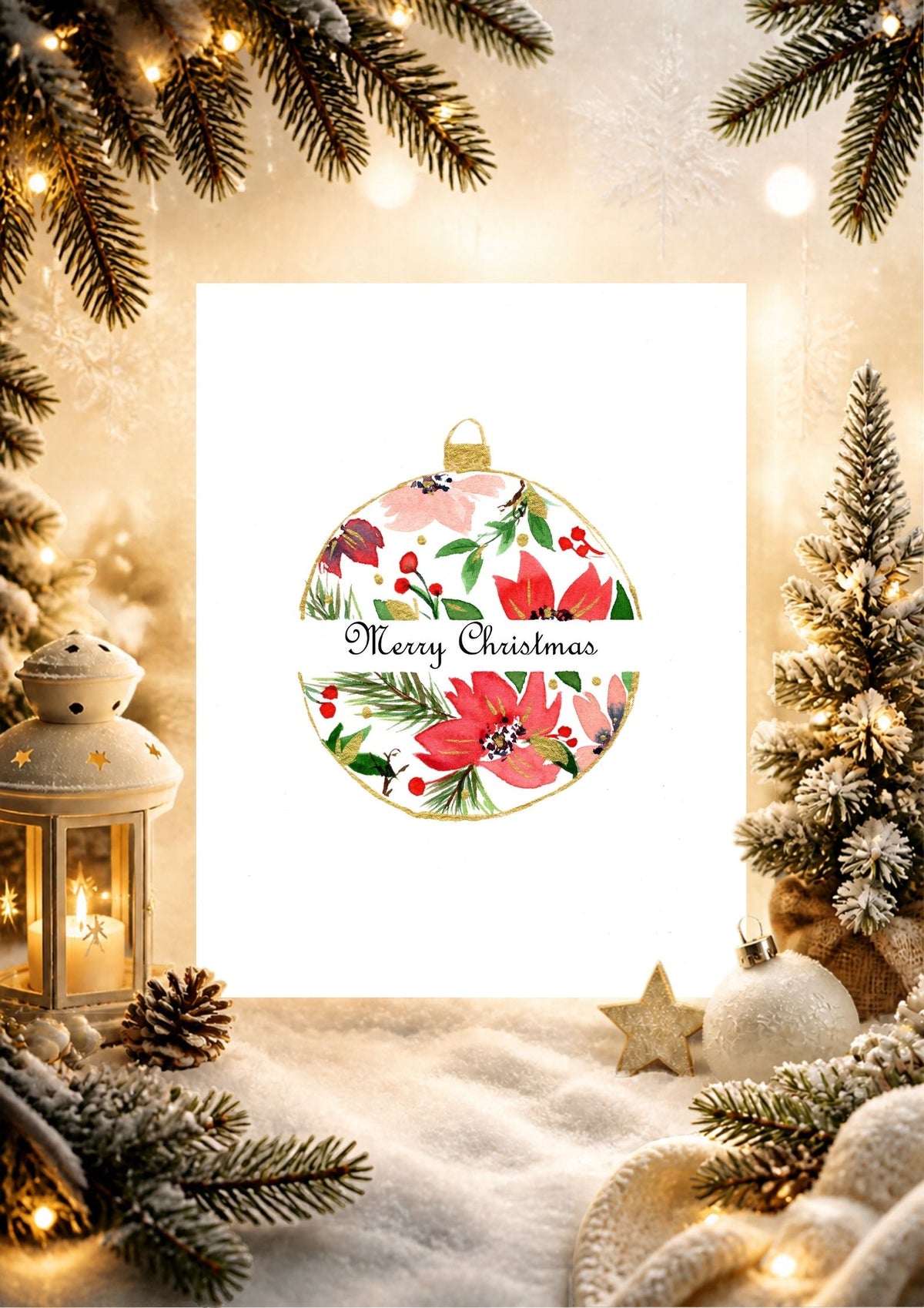 'Merry Christmas' Bauble Christmas card
