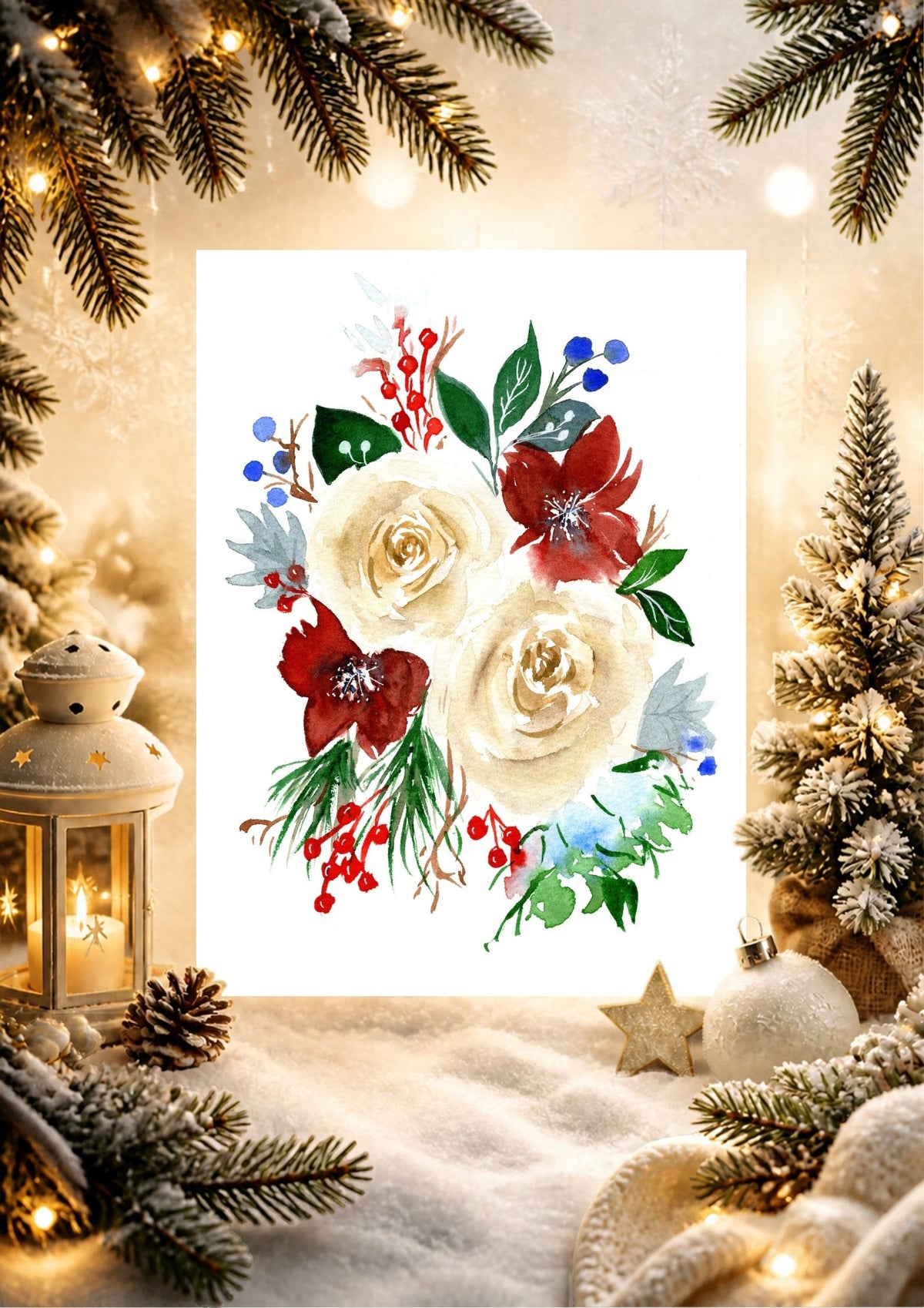 Winter Florals greeting card