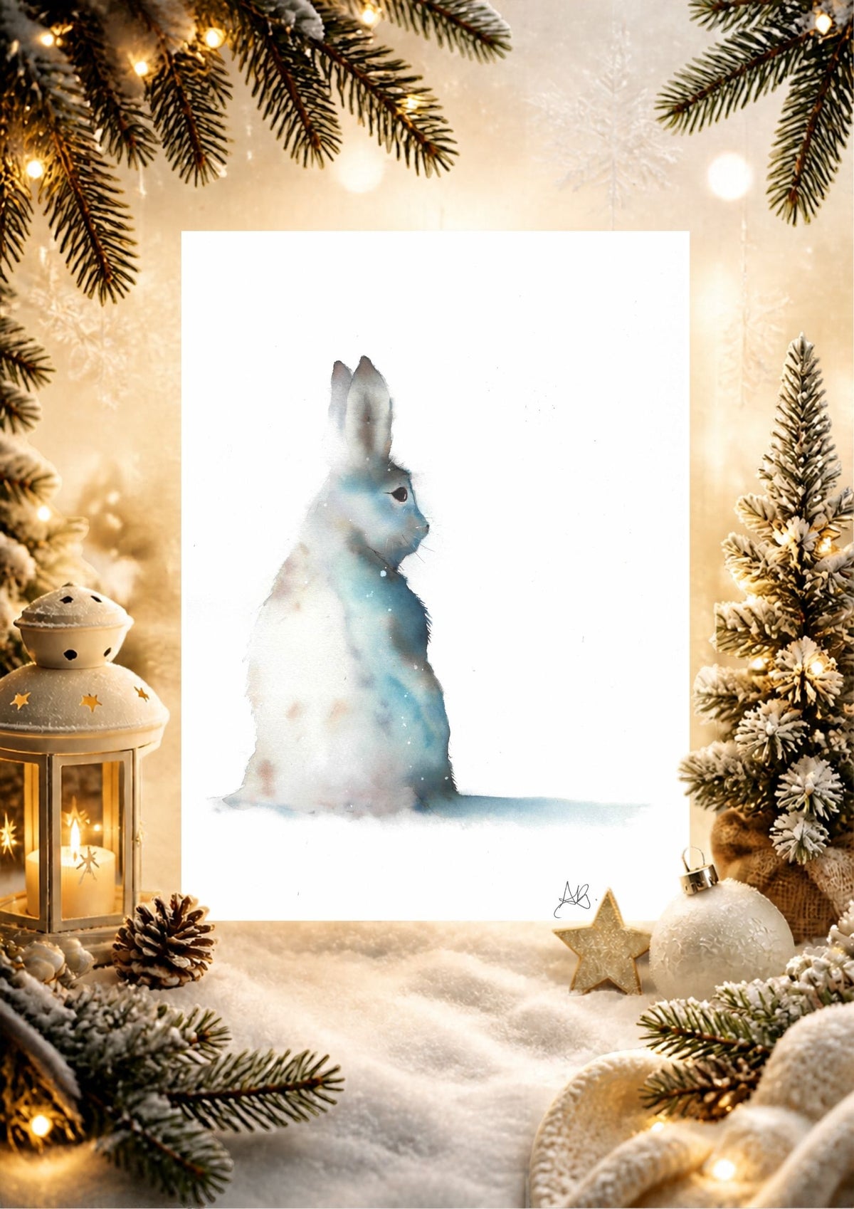 Snowhare greeting card